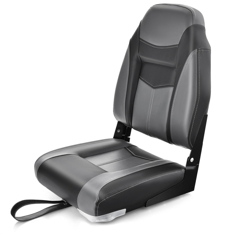 High Back Folding Boat Seats with Sponge Cushion and Flexible Hinges-1 Piece, Black