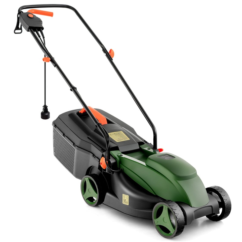 10 AMP 13 Inch Electric Corded Lawn Mower with Collection Box, Blue & Green