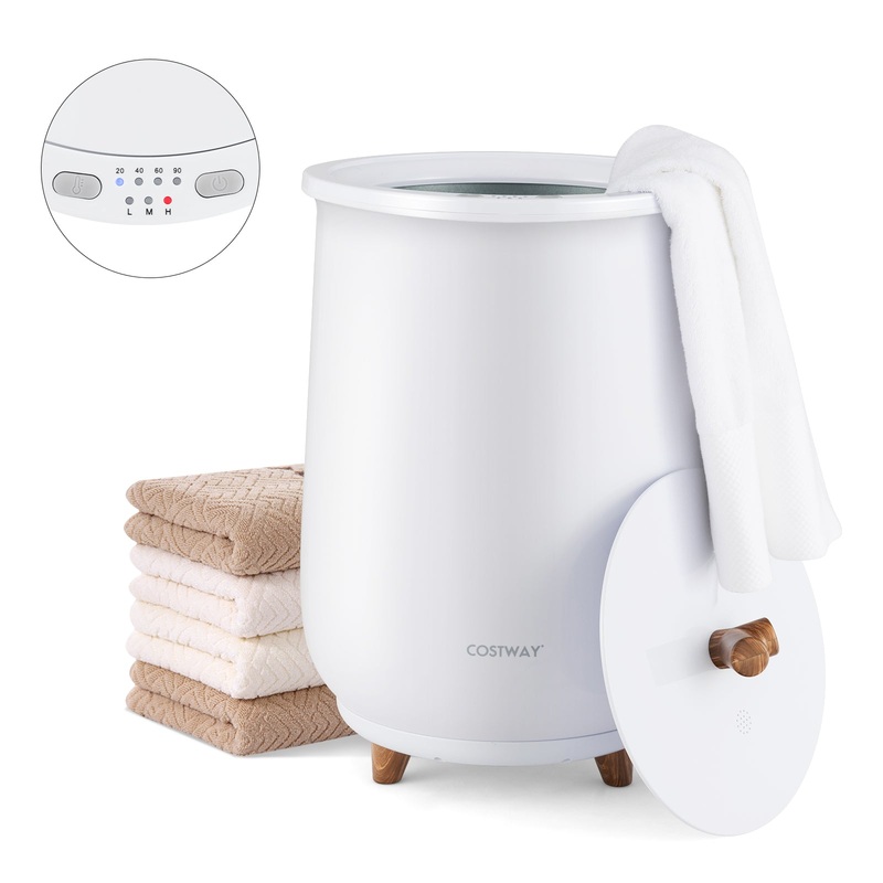 23L Large Luxury Bucket-Style Towel Warmer with Fragrant Disc Holder, White