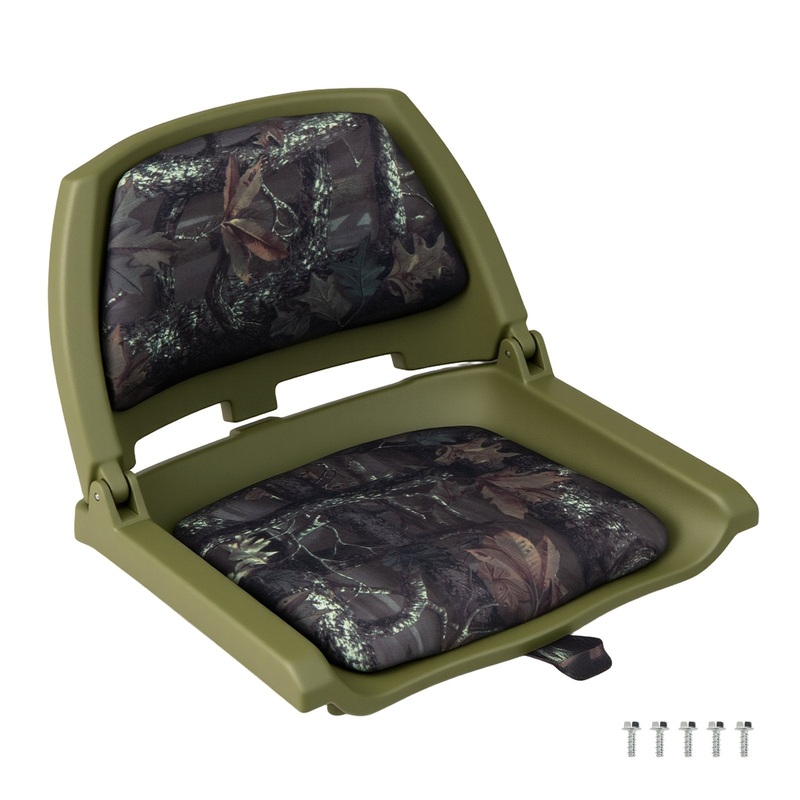 Boat Seat Folding Low Back Boat Chair with Marine-Grade PVC, Green