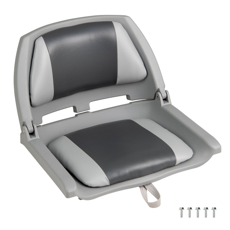 Boat Seat Folding Low Back Boat Chair with Marine-Grade PVC, White