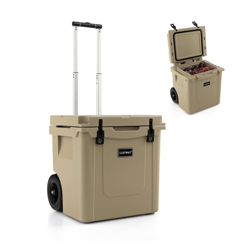 45 Quart Cooler Towable Ice Chest, Brown