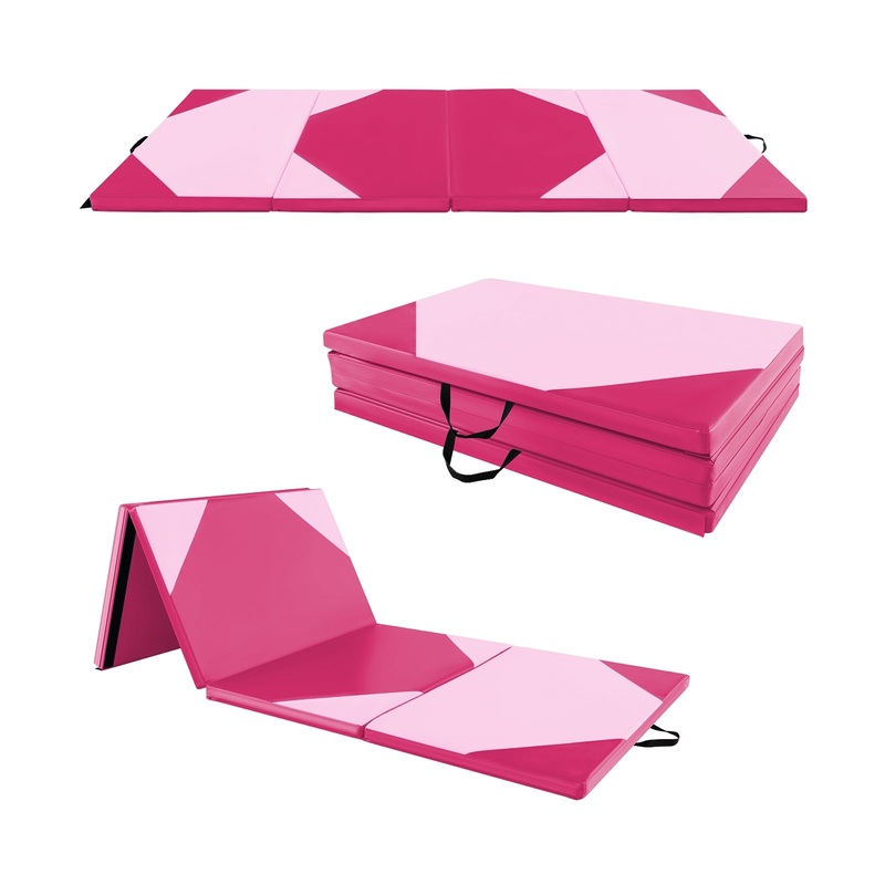 10′ x 4′ x 2 Folding Exercise Mat with Hook and Loop Fasteners-Hot Pink, Gradient Pink