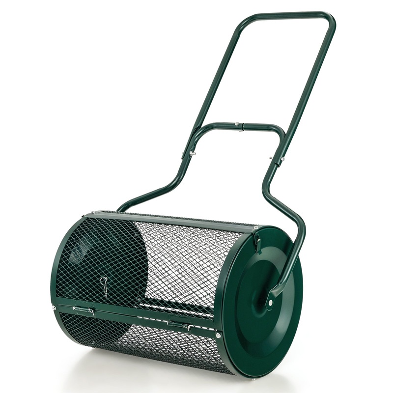 24-Inch Peat Moss Spreader with Upgrade Side Latches and U-shape Handle, Green