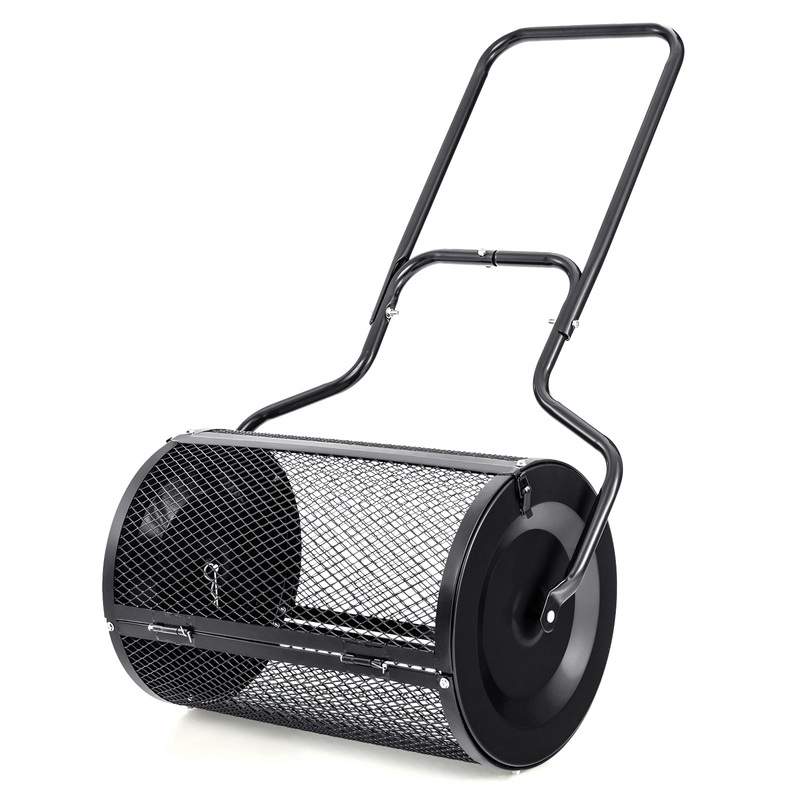24 Peat Moss Spreader with Upgrade Side Latches and U-shape Handle, Black