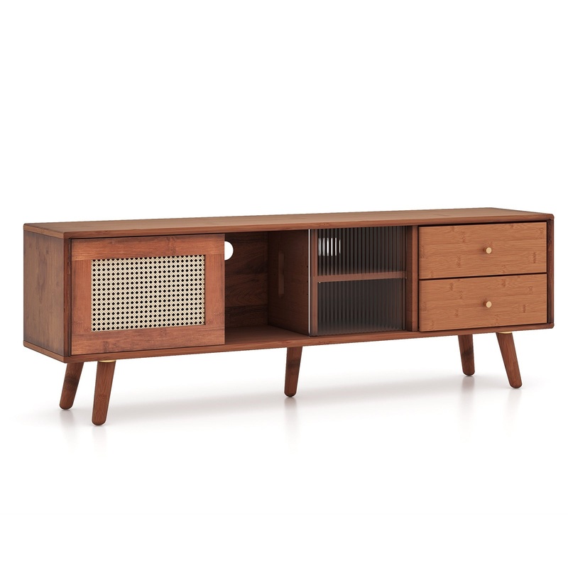 Bamboo TV Stand for TV up to 65 Inch, Brown