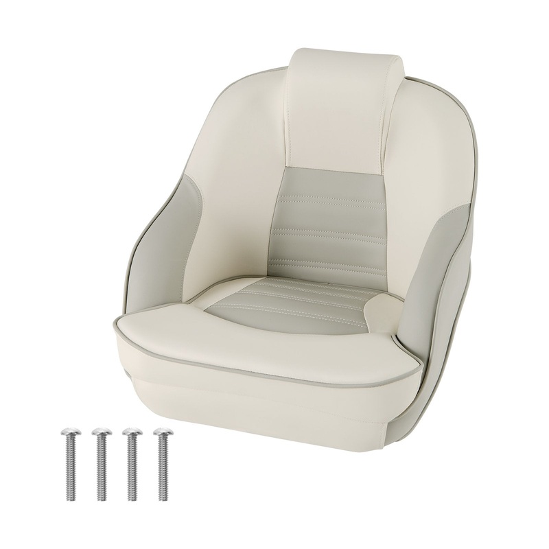 Captain Bucket Seat with Waterproof PVC Leather for Boat Sightseeing, White