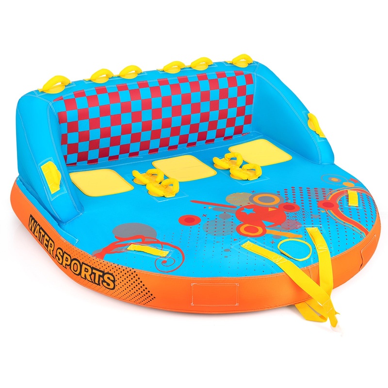 Towable Tube for Boating 3 Riders Water Sport Towables Sofa Pull Tube with Nylon Cover, Blue