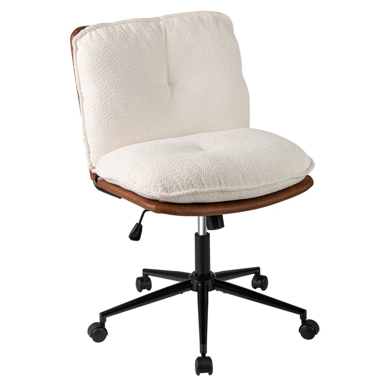 Armless Home Office Chair with Rocking Backrest, White