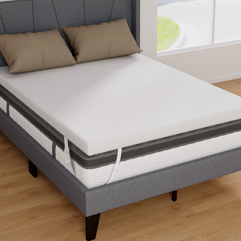 3 Inch Gel-Infused Memory Foam Mattress Topper with Removable Cover-Full Size, White