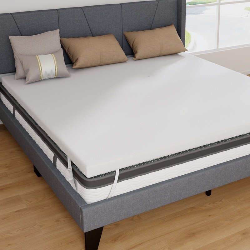 3 Inch Gel-Infused Memory Foam Mattress Topper with Removable Cover-King Size, White