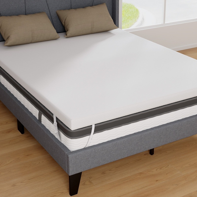3 Inch Gel-Infused Memory Foam Mattress Topper with Removable Cover-Queen Size, White
