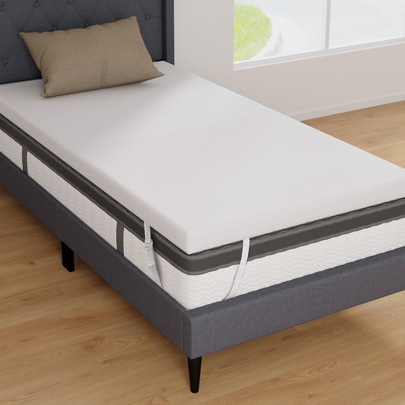 3 Inch Gel-Infused Memory Foam Mattress Topper with Removable Cover-Twin Size, White