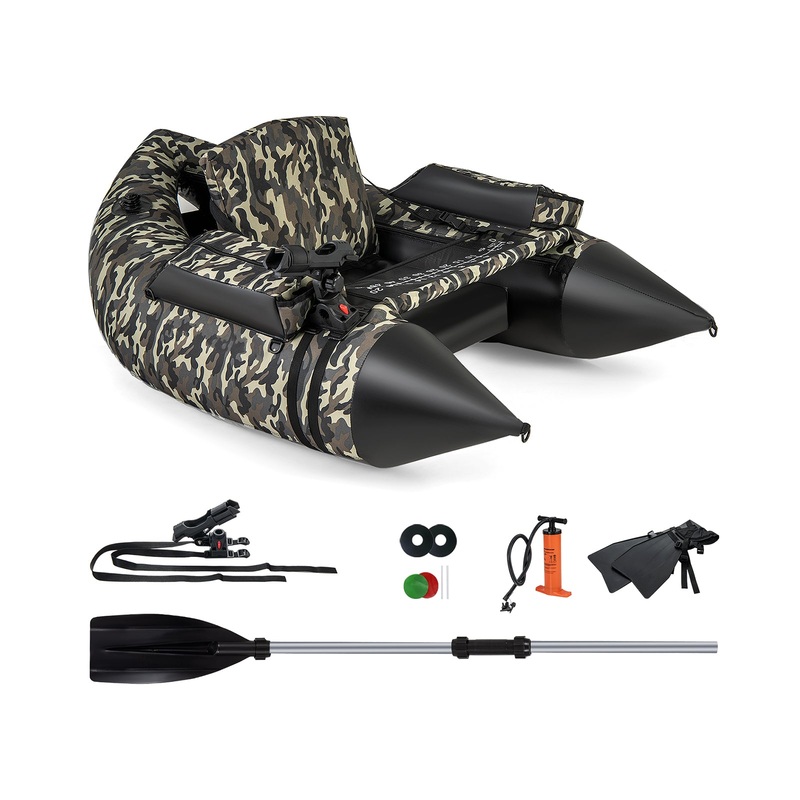 350 LBS Inflatable Fishing Float Tube with Adjustable Backrest and Backpack Straps, Camouflage