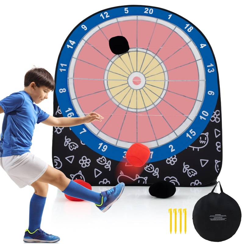 Large Dart Board for Kids with 4 Kick Balls, Black