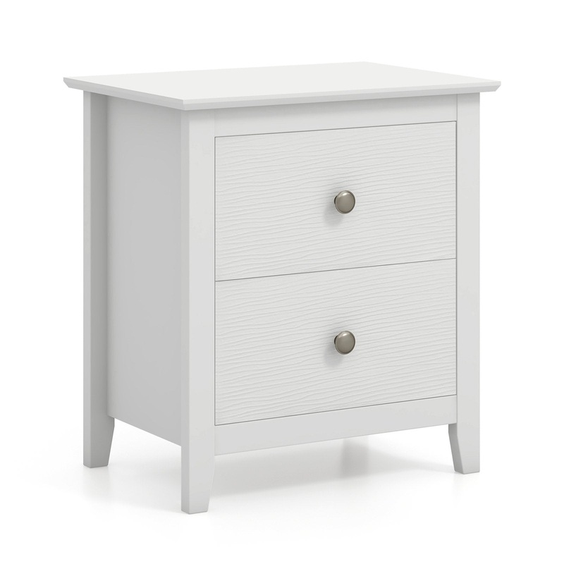 Modern Nightstand with 2 Drawers for Small Spaces, White