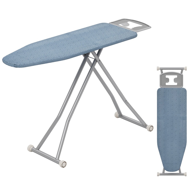 57 x 16.5 Carbon Steel Ironing Table with Iron Rest and 7-Level Height, Blue