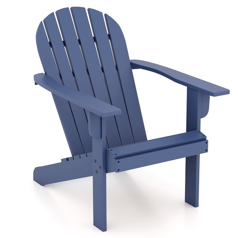 Acacia Wood Lounge Patio Adirondack Chair with Inclined Seat, Blue