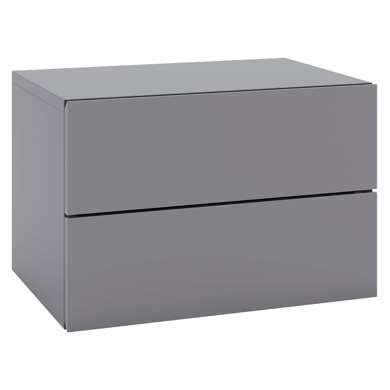 Floating Nightstand with Drawers and Storage Shelf, Gray