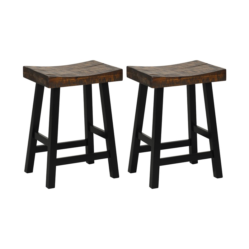 24 Inch Solid Wood Saddle-Seat with Curved Seat Surface and Comfortable Footrests-24 inches, Wood