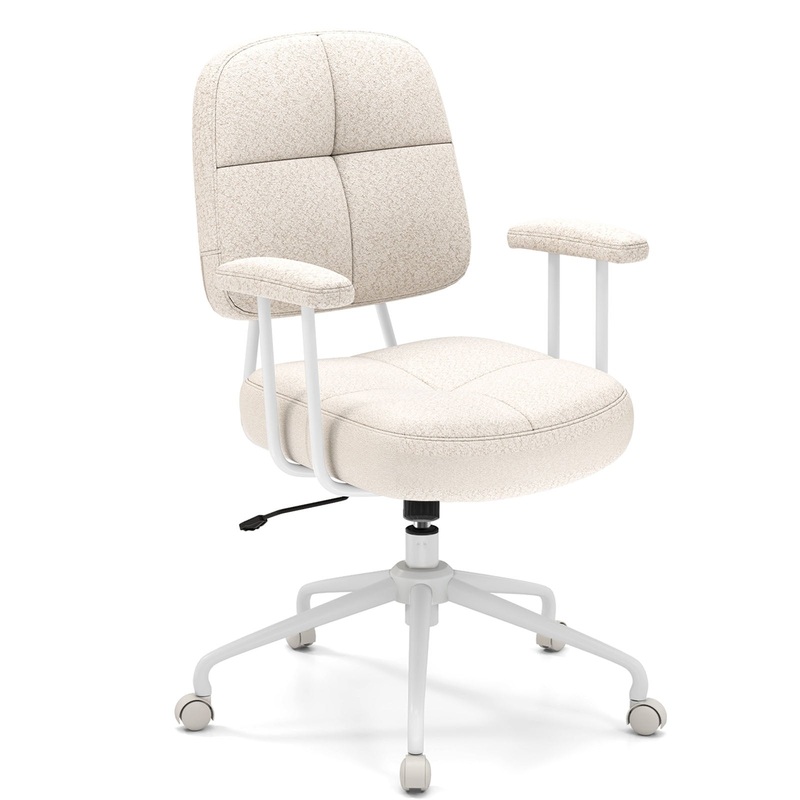 Leathaire Upholstered Task Home Office Chair with Cushioned Back, Beige