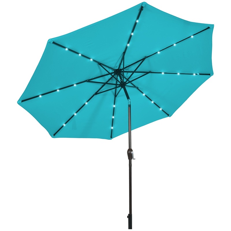 10 Feet Outdoor Patio Umbrella with Bright Solar LED Lights, Turquoise