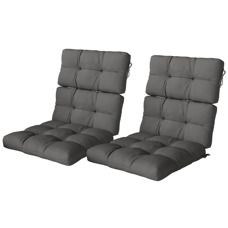 2-Piece Back Seat Cushion, Outdoor Patio Chair Set, Dark Grey