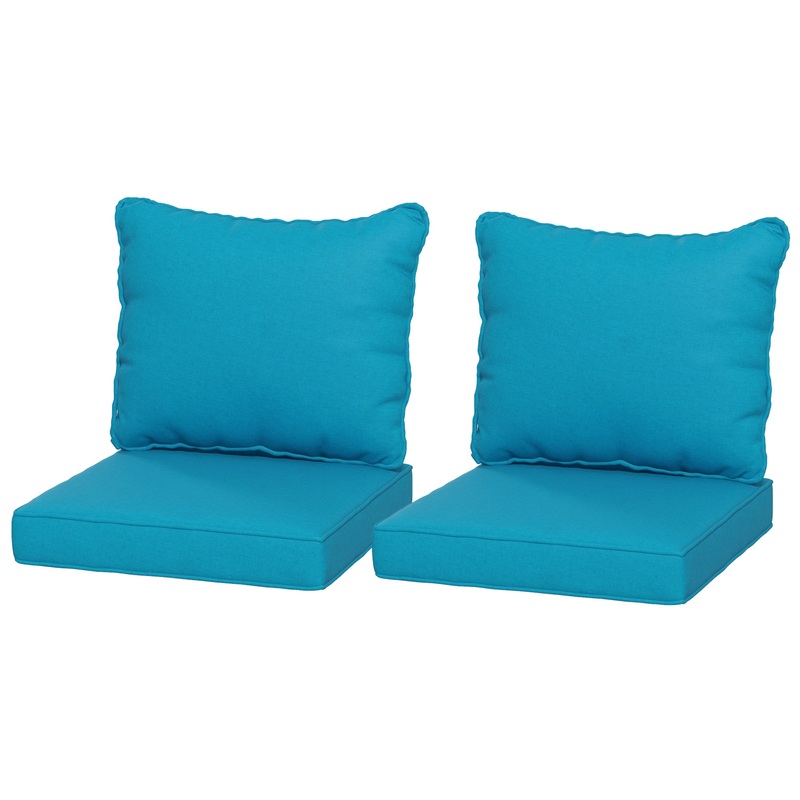 4-Piece Seat Cushion Pillows Replacement, Patio Chair Cushions Set with Back for Indoor Outdoor, Turquoise