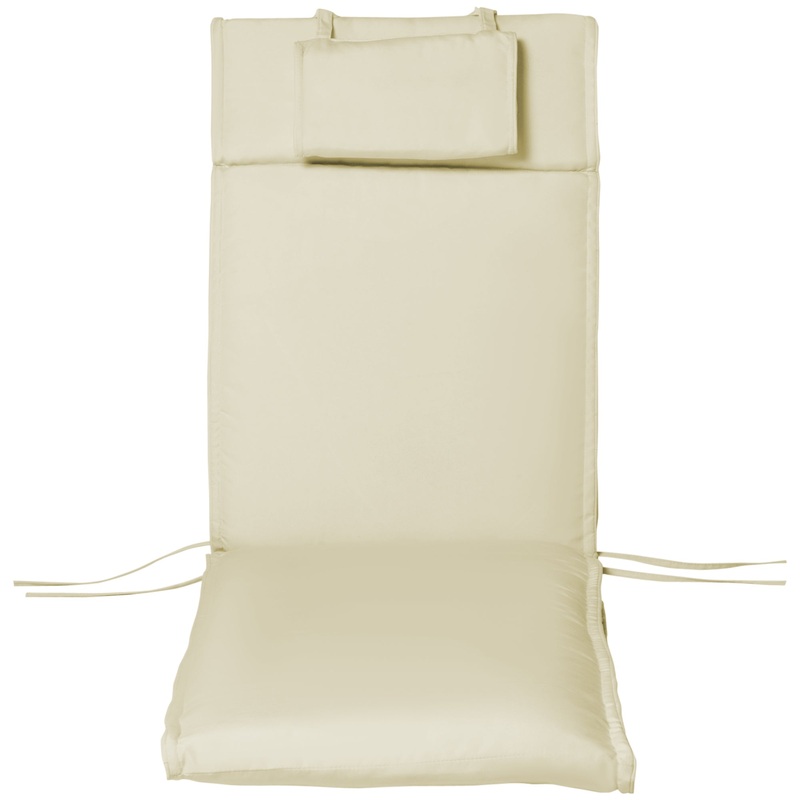 Lounger Chair Cushion, Thick Padded Headrest, Cream White, Cream White
