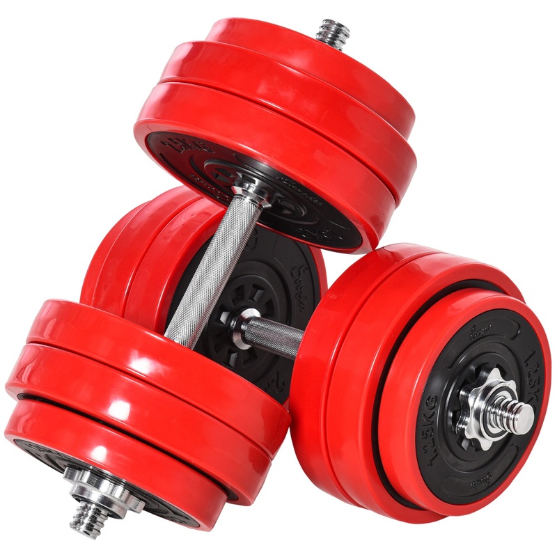 66lbs 2-In-1 Dumbbell &; Barbell Adjustable Set Strength Muscle Exercise Fitness Plate Bar Clamp Rod Home Gym Sports Area