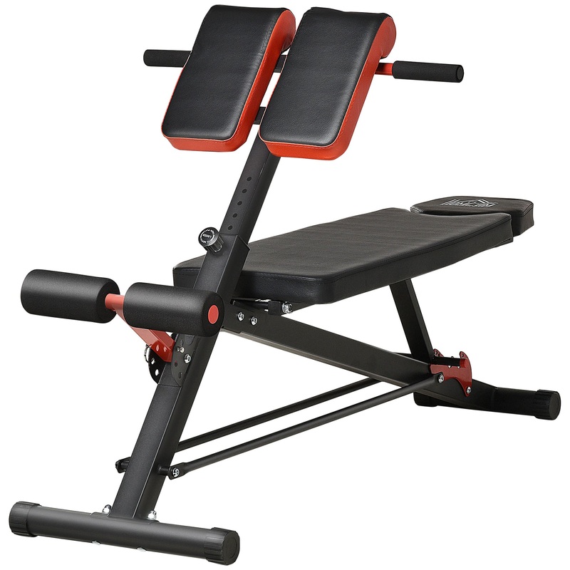 Adjustable Weight Bench Roman Chair Exercise Training Multi-Functional Hyper Extension Bench Dumbbell Bench Ab Sit up Decline Flat Black and Red