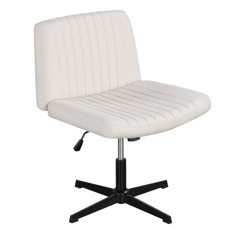 Criss Cross-Legged Swivel Desk Chair No Wheels, Beige