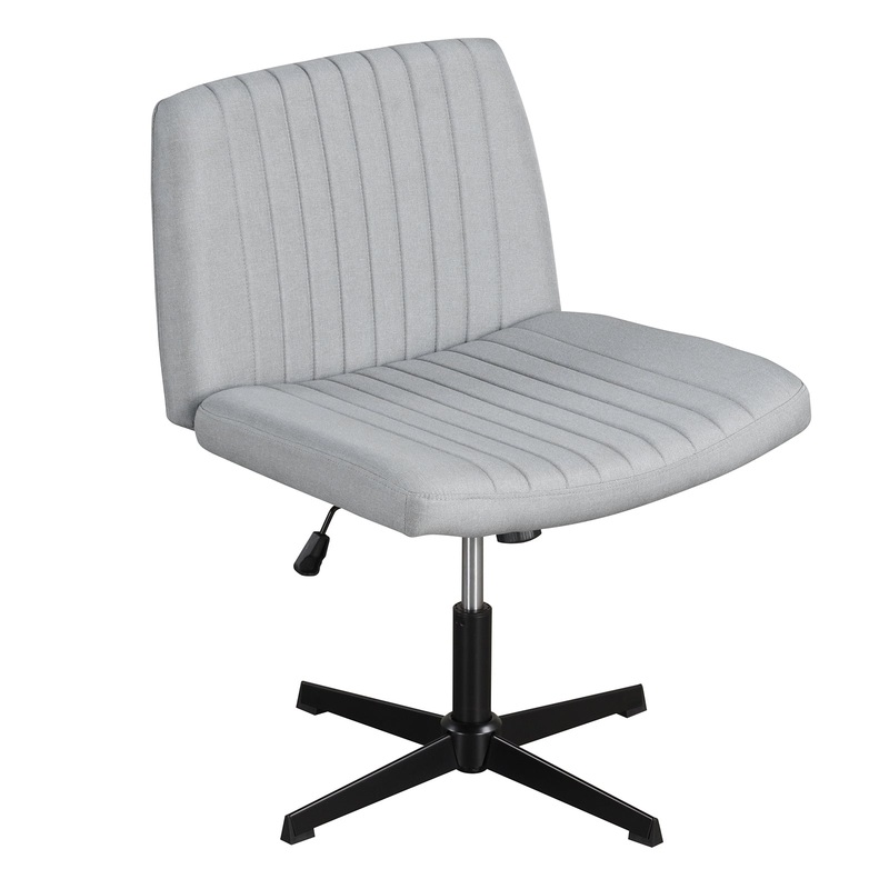 Criss Cross-Legged Swivel Desk Chair No Wheels, Gray