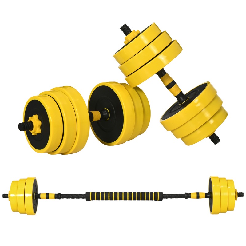 Dumbbell &; Barbell Adjustable Set 66lbs Plate Bar Clamp Rod for Strength Training, Full Body Workout, Muscle Building Home Gym Sports Area Exercise Ergonomic