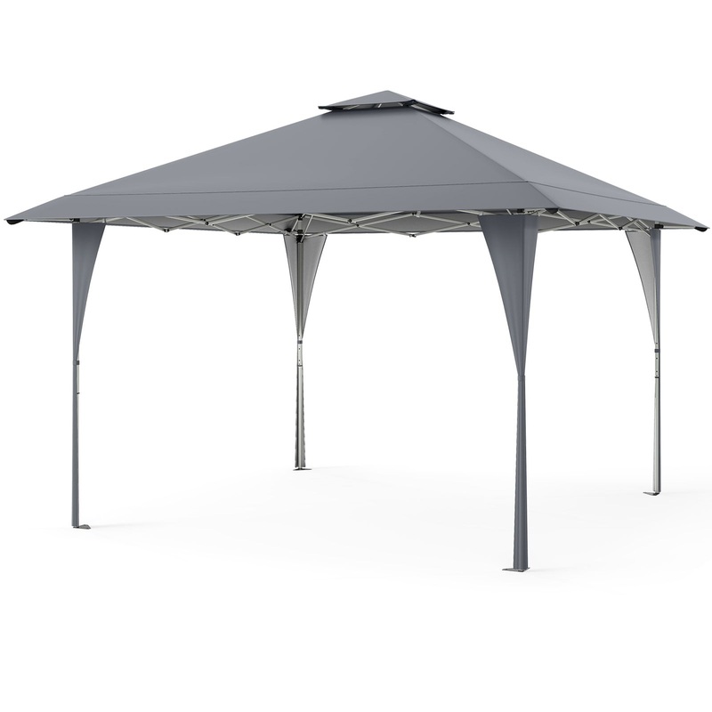 13 X 13 FT Pop up Gazebo with Portable Carrying Bag 8 Stakes and 4 Wind Ropes, Gray