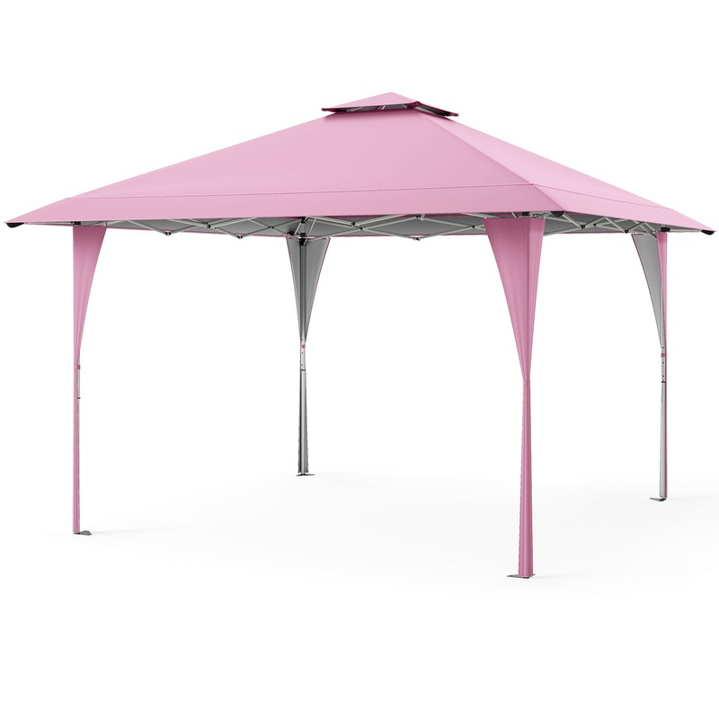 13 X 13 FT Pop up Gazebo with Portable Carrying Bag 8 Stakes and 4 Wind Ropes, Pink