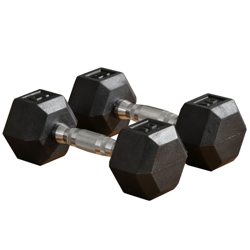 Rubber Dumbbells Weight Set, Total 20lbs(10lbs Each) Dumbbell Hand Weight for Body Fitness Training for Home Office Gym, Black