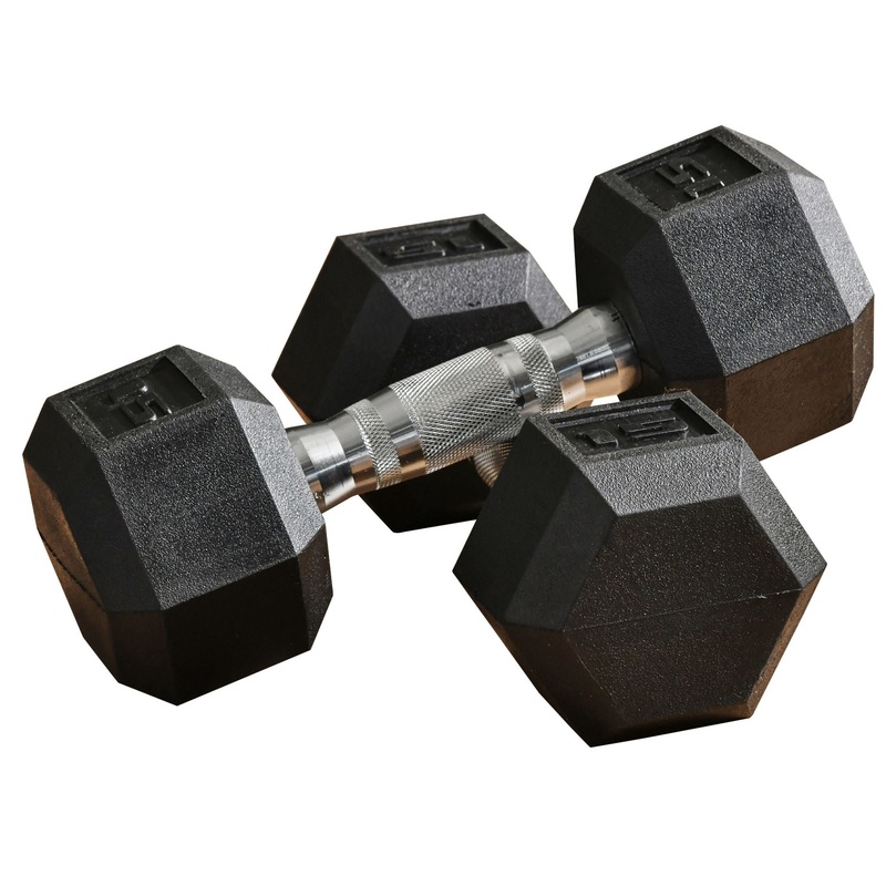 Rubber Dumbbells Weight Set, Total 30lbs(15lbs Each) Dumbbell Hand Weight for Body Fitness Training for Home Office Gym, Black