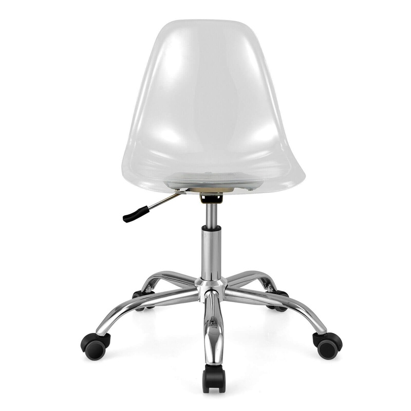 Swivel Acrylic Armless Adjustable Height Office Chair, Transparent