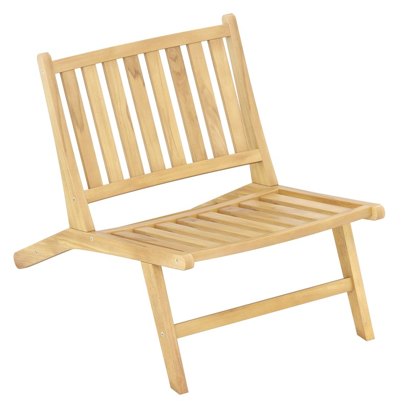 Teak Wood Outdoor Reclining Chair with Comfortable Backrest, Natural