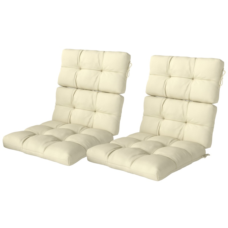 2-Piece Back Seat Cushion Set, Outdoor Patio Chair, Button Tufted, Beige