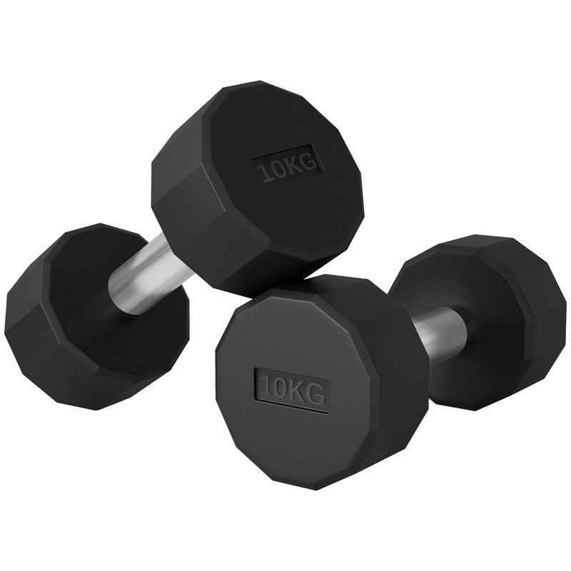 2 x 22lbs Dumbbell Set, Rubber Weights, Non-Slip Handles, Home Gym