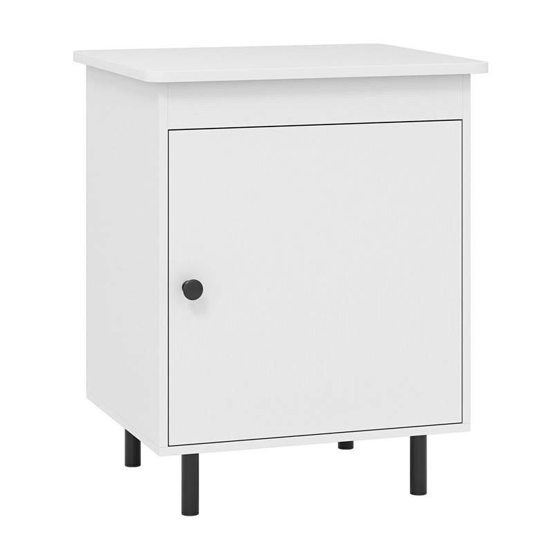 Nightstand Mid Century End Tables with Door-1 Pieces, White