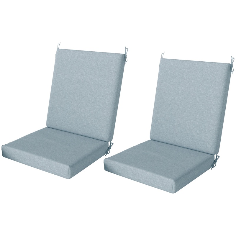 Outdoor Cushions Set of 2, Seat Cushions with Back, Light Grey, Light Grey