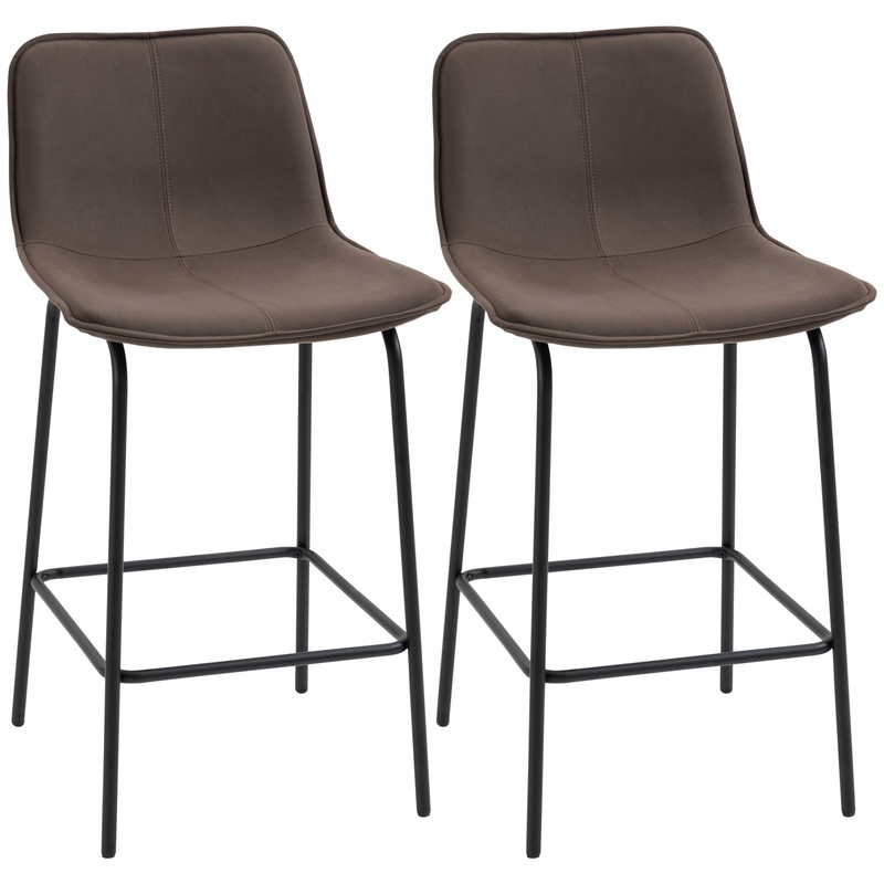 Upholstered Counter Height Bar Stools, Set of 2, 26, Steel Legs