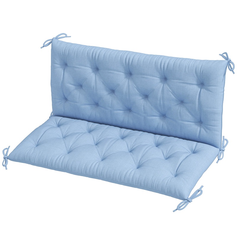 2 Seater Garden Bench Cushion, Thick Outdoor Non-Slip, 47 x 43 x 5, Light Blue