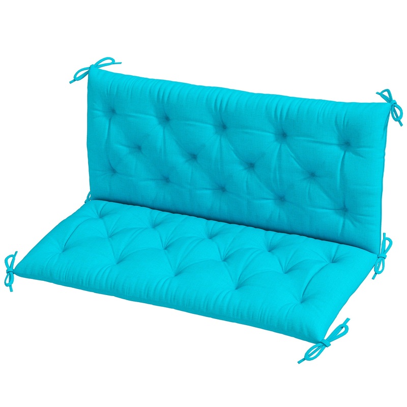 2 Seater Garden Bench Cushion, Thick Outdoor Non-Slip, 47 x 43 x 5, Turquoise