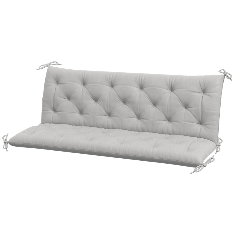 3-Seater Outdoor Swing Chair Cushions, Patio Garden, Light Grey