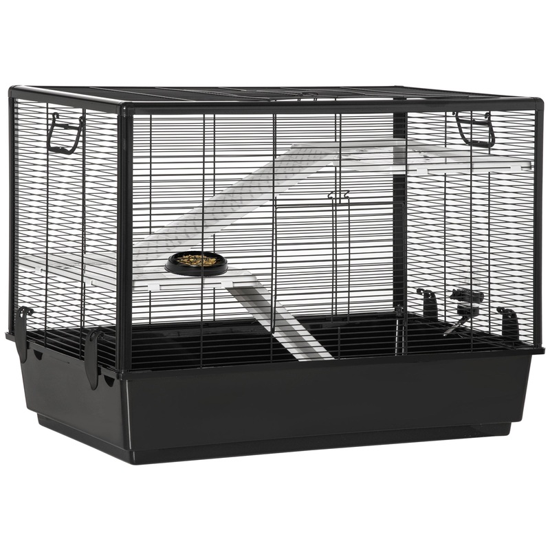 3-tier Hamster Cage, Guinea Pig Cage, Pet Chinchillas Play House Indoor with Accessories Food Dish Water Bottle, Ramps, 31.5x19x 23, Black