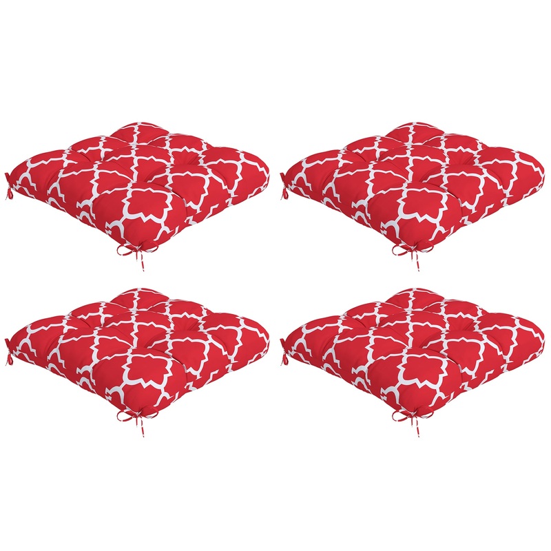 4-Piece Seat Cushion Pillows, Patio Chair Cushions with Ties, Indoor Outdoor